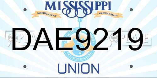 DAE9219 Mississippi License Plate