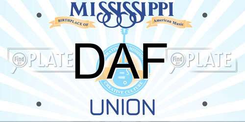 DAF Mississippi License Plate