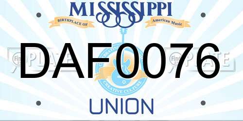 DAF0076 Mississippi License Plate