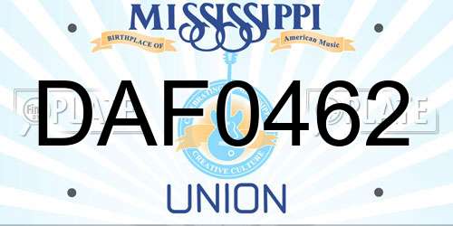 DAF0462 Mississippi License Plate