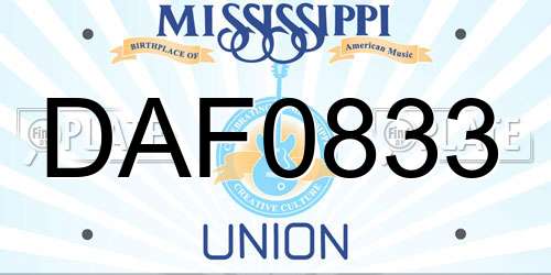 DAF0833 Mississippi License Plate