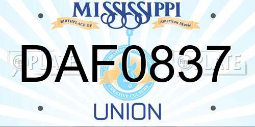 DAF0837 Mississippi License Plate