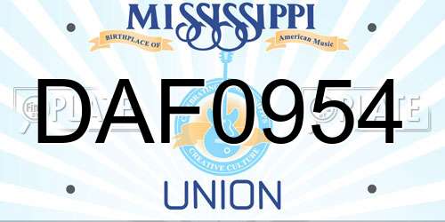 DAF0954 Mississippi License Plate
