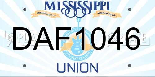DAF1046 Mississippi License Plate