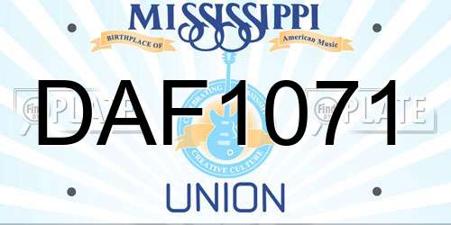 DAF1071 Mississippi License Plate