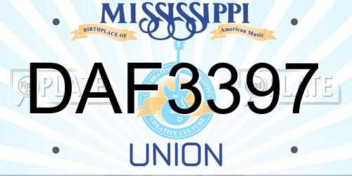 DAF3397 Mississippi License Plate