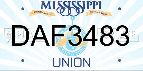 DAF3483 Mississippi License Plate