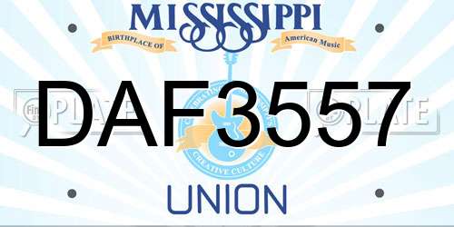 DAF3557 Mississippi License Plate