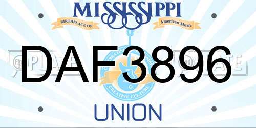 DAF3896 Mississippi License Plate