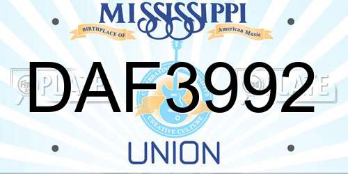 DAF3992 Mississippi License Plate