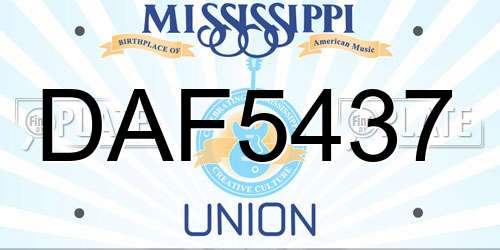 DAF5437 Mississippi License Plate