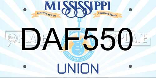 DAF550 Mississippi License Plate