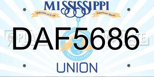 DAF5686 Mississippi License Plate