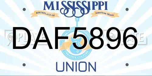 DAF5896 Mississippi License Plate