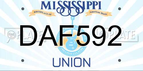 DAF592 Mississippi License Plate