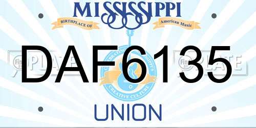 DAF6135 Mississippi License Plate