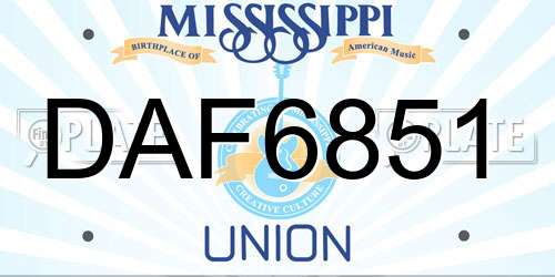 DAF6851 Mississippi License Plate