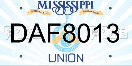 DAF8013 Mississippi License Plate