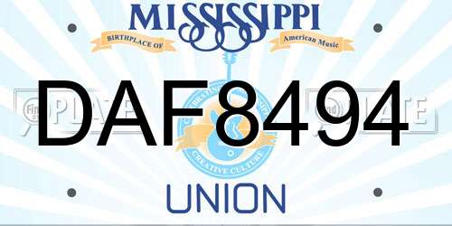 DAF8494 Mississippi License Plate
