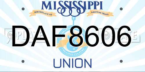 DAF8606 Mississippi License Plate