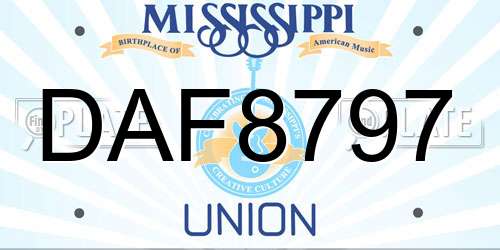 DAF8797 Mississippi License Plate