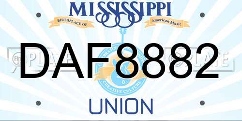 DAF8882 Mississippi License Plate