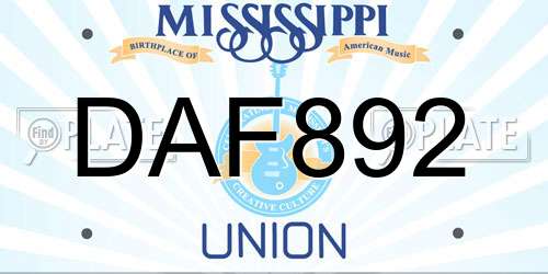 DAF892 Mississippi License Plate