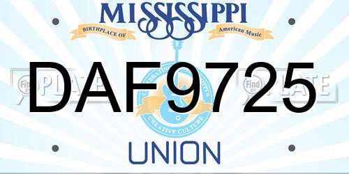 DAF9725 Mississippi License Plate