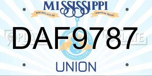 DAF9787 Mississippi License Plate