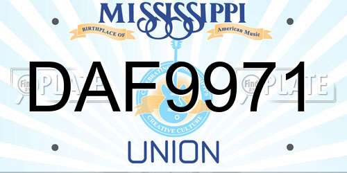 DAF9971 Mississippi License Plate