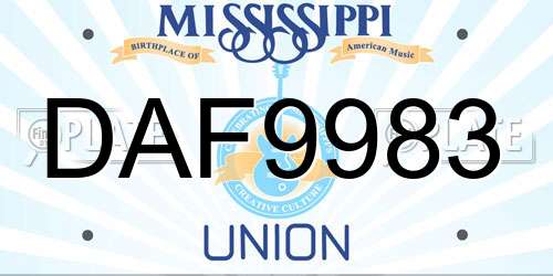 DAF9983 Mississippi License Plate