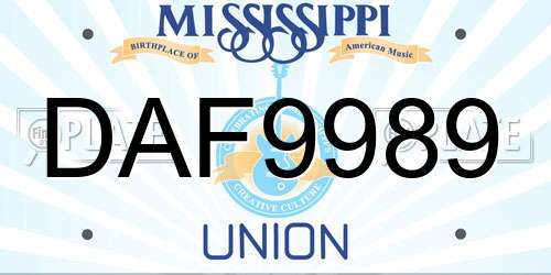 DAF9989 Mississippi License Plate