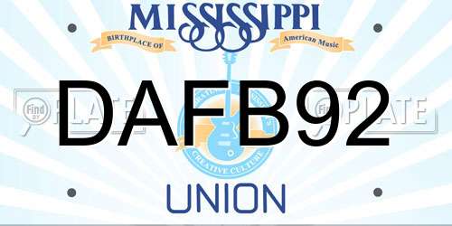 DAFB92 Mississippi License Plate