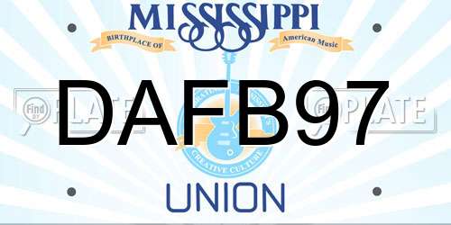 DAFB97 Mississippi License Plate