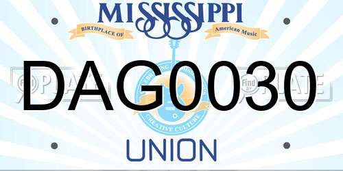 DAG0030 Mississippi License Plate