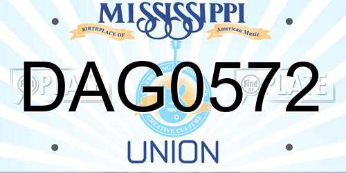 DAG0572 Mississippi License Plate