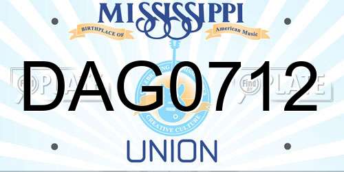 DAG0712 Mississippi License Plate