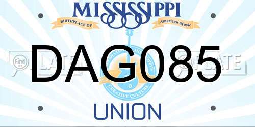 DAG085 Mississippi License Plate