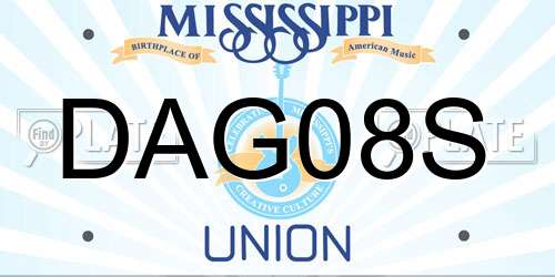 DAG08S Mississippi License Plate