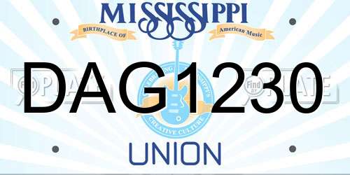 DAG1230 Mississippi License Plate