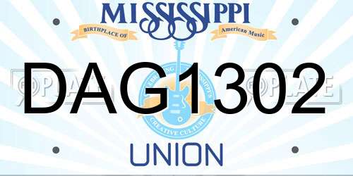DAG1302 Mississippi License Plate