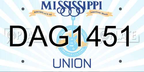 DAG1451 Mississippi License Plate
