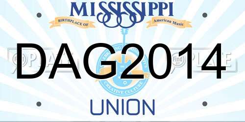 DAG2014 Mississippi License Plate