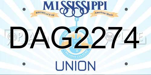 DAG2274 Mississippi License Plate