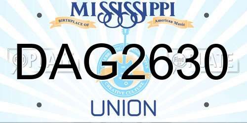 DAG2630 Mississippi License Plate