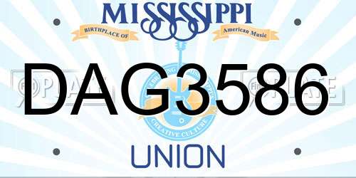 DAG3586 Mississippi License Plate