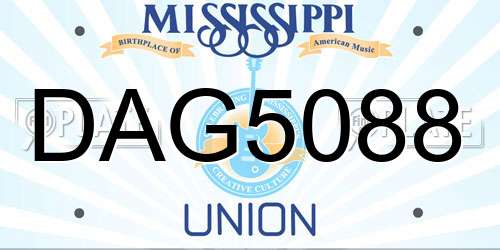 DAG5088 Mississippi License Plate