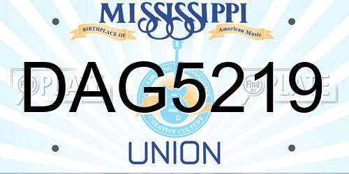 DAG5219 Mississippi License Plate