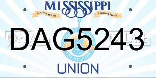 DAG5243 Mississippi License Plate