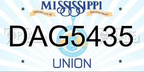 DAG5435 Mississippi License Plate